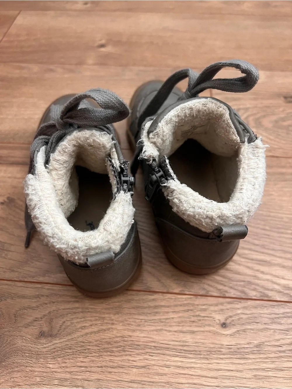 Cat & Jack Grey High-Top Sneakers with Faux Fur Collar and Gum Sole